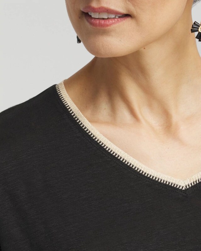 Sweater Trim Linen Tee - image 4